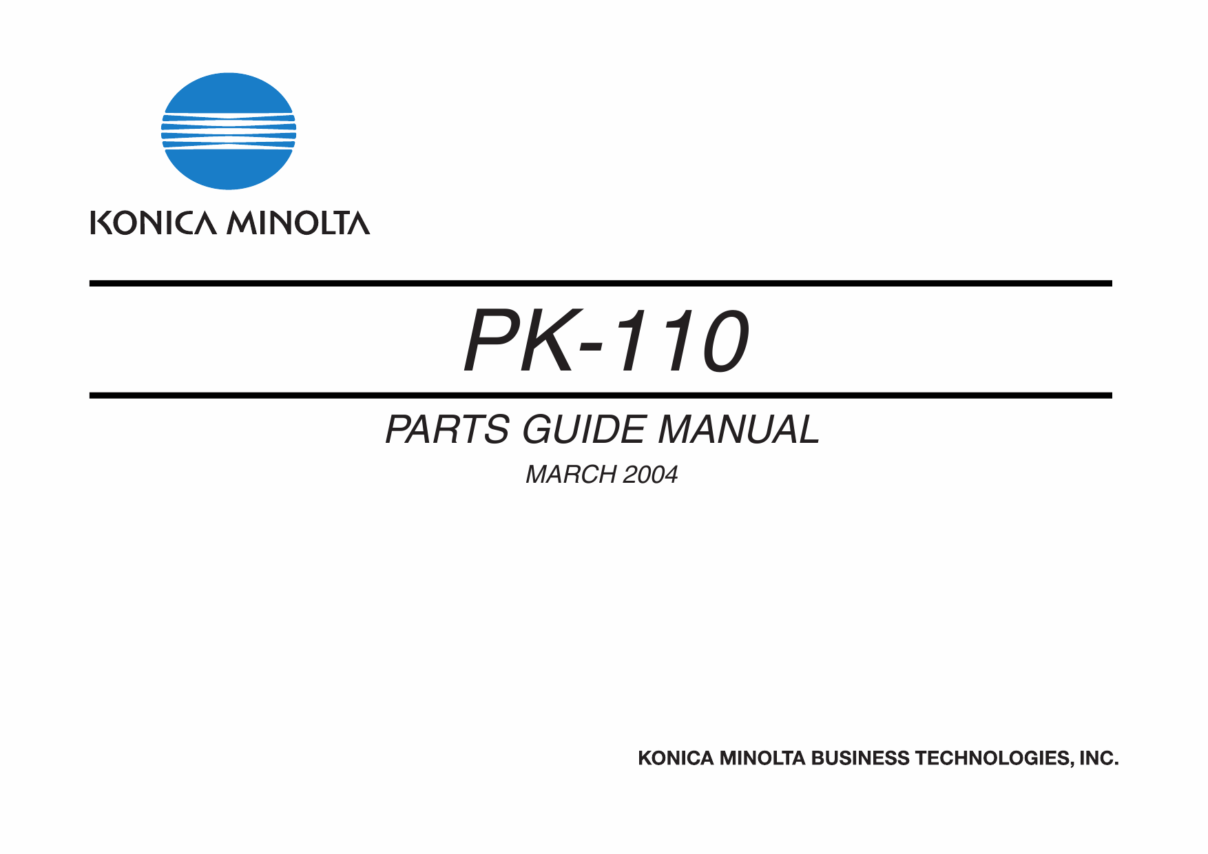 Konica-Minolta Options PK-110 Parts Manual-1